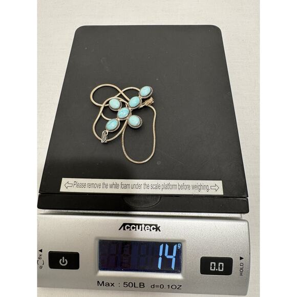 Turquoise Cross Necklace Pendant Large Sterling Silver Southwestern 14 gr - Picture 8 of 9